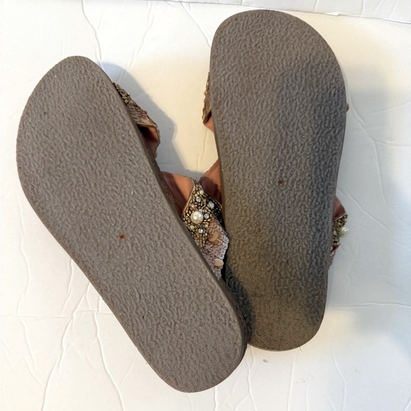 Free People MoonChild Embellished  Sandals Rose Gold Combo Size 40 (9.5/10) NWOT - Picture 7 of 7